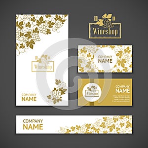 Set of business cards. Templates for wine company