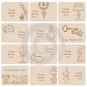 Set of Business Cards - Vintage Elements