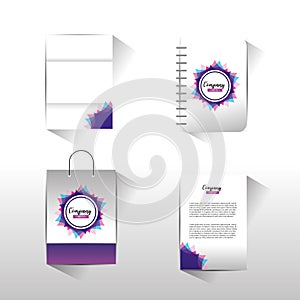 Set business company stationary template with documents