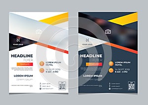 Set of business flyer template vector, brochure, poster layout design with geometric orange gradient