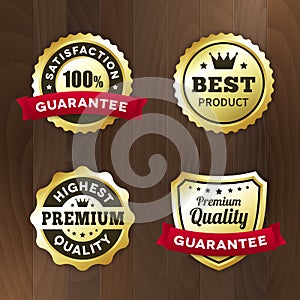 Set business gold premium label on wood background