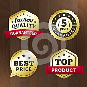 Set business gold premium label on wood background