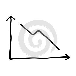 Set of Business hand writing step growth graph. White graph xy lines. Growth and decline, development and decline of income,