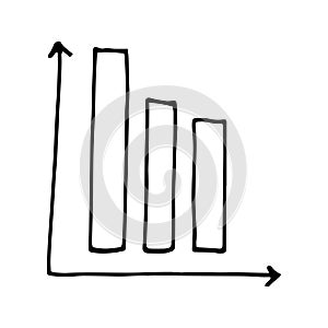 Set of Business hand writing step growth graph. White graph xy lines. Growth and decline, development and decline of income,