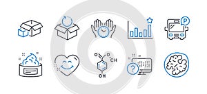 Set of Business icons, such as Bus parking, Efficacy, Packing boxes. Vector