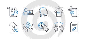 Set of Business icons, such as Dry t-shirt, Head, Communication. Vector