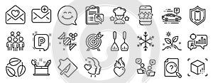 Set of Business icons, such as Love letter, Parking, Grow plant. Vector