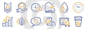Set of Business icons, such as Messenger mail, Time, Time change. Vector