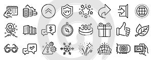 Set of Business icons, such as Payment received, Exit, Image album. Vector