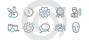 Set of Business icons, such as Recovery devices, Seo gear, Speech bubble. Vector