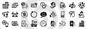 Set of Business icons, such as Repairman, Time management, Face id. Vector