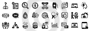 Set of Business icons, such as Stop shopping, Airplane, Online shopping. Vector