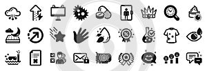 Set of Business icons, such as Winner ribbon, Elevator, Clean t-shirt. Vector