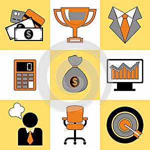 Set of business icons universal set for web and mobile.