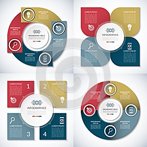 Set of business infographic circle templates. 4 step vector banners