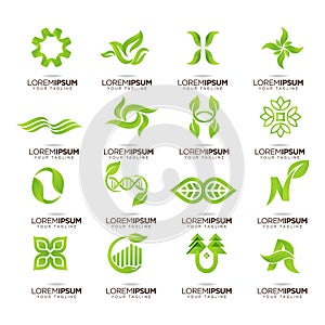 Set of business nature leaf logo design