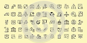 Set of business and office finance line icons. in modern concepts, vector illustration