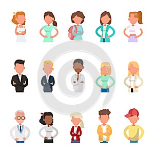 Set of business people avatar character vector design