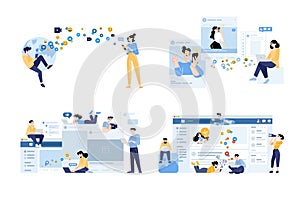 Set of business people concept illustrations