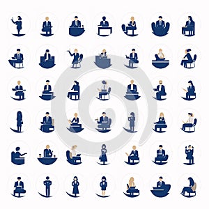 Set of business people icons. Flat design style. Vector illustration