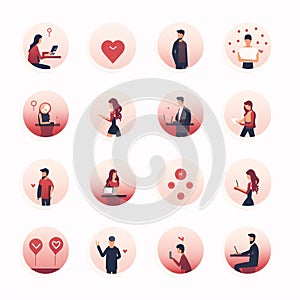 Set of business people icons in flat design style. Vector illustration