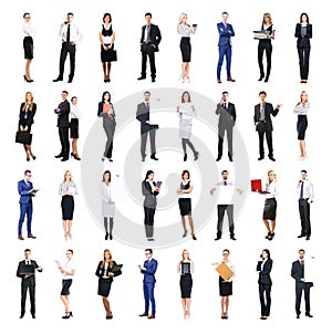 Set of business people isolated on white