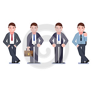 Set of business people isolated on white. Collection of men, dressed in business style. Business men smile.