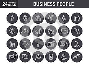 Set of Business people and teamwork web icons in line style. Business, teamwork, leadership, manager. Vector illustration