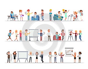 Set of business people working in office character vector design no10