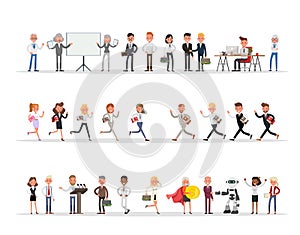 Set of business people working in office character vector design no11