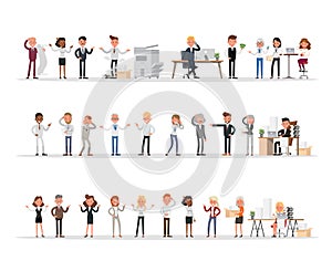 Set of business people working in office character vector design no12