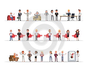 Set of business people working in office character vector design no13