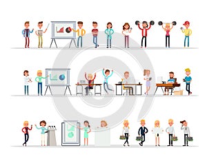 Set of business people working in office character vector design no14