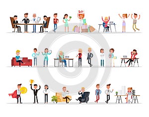 Set of business people working in office character vector design no2