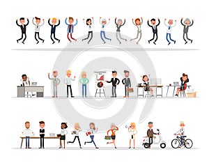 Set of business people working in office character vector design no3