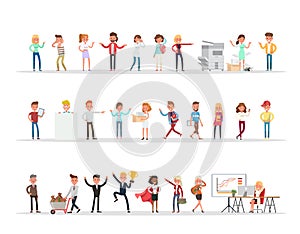 Set of business people working in office character vector design no4