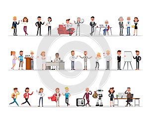 Set of business people working in office character vector design no5