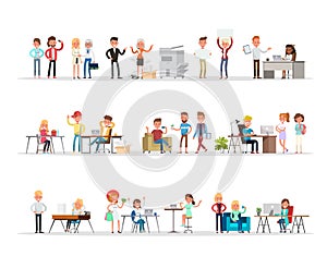 Set of business people working in office character vector design no6