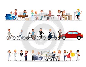 Set of business people working in office character vector design no8