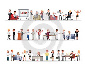 Set of business people working in office character vector design no9