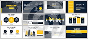 Set of business presentation slides templates from infographic elements.
