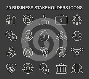 Set of business stakeholders icons, capturing essential elements