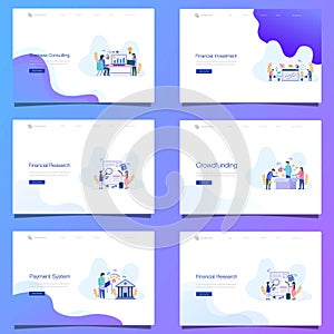 Set of business technology landing page website background logo design vector