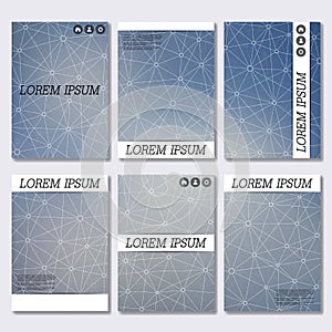 Set of business templates for brochure, flyer, cover magazine in A4 size. Structure molecule DNA and neurons. Geometric