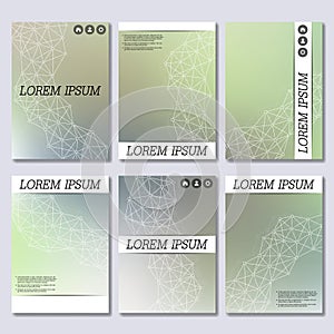 Set of business templates for brochure, flyer, cover magazine in A4 size. Structure molecule DNA and neurons. Geometric