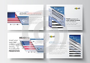 Set of business templates for presentation slides. Easy editable abstract layouts in flat design. Patriot Day background photo
