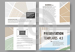 Set of business templates for presentation slides. Easy editable layouts. City map with streets. Flat design template