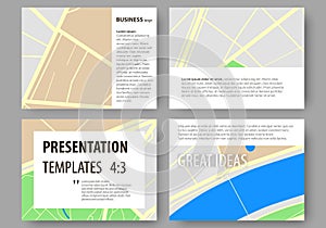 Set of business templates for presentation slides. Easy editable layouts. City map with streets. Flat design template