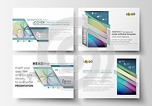 Set of business templates for presentation slides. Easy editable layouts in flat style, vector illustration. Colorful