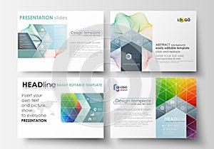 Set of business templates for presentation slides. Easy editable layouts in flat style, vector illustration. Colorful